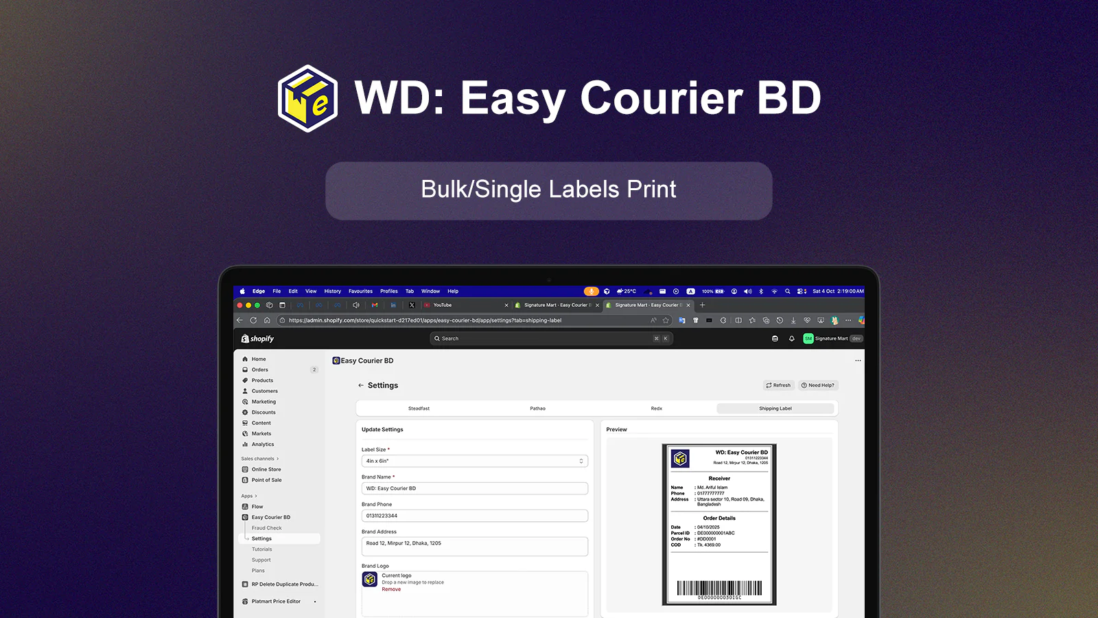 Custom shipping labels